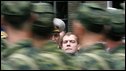 Russian soldiers march at parade during a visit by President Dmitry Medvedev in Vladikavkaz, 8 August 2009
